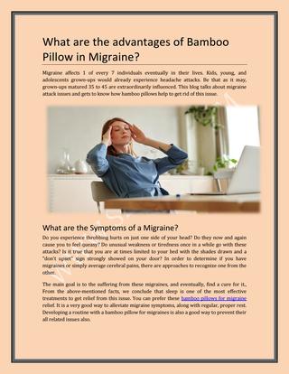 Bamboo Pillow- Bamboo Pillow for Migraine Attacks