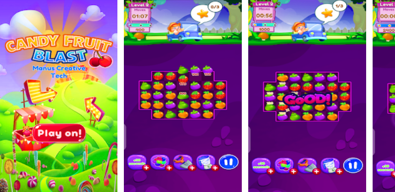 Candy Fruit Blast Game Match 3 Fruit Link Puzzle